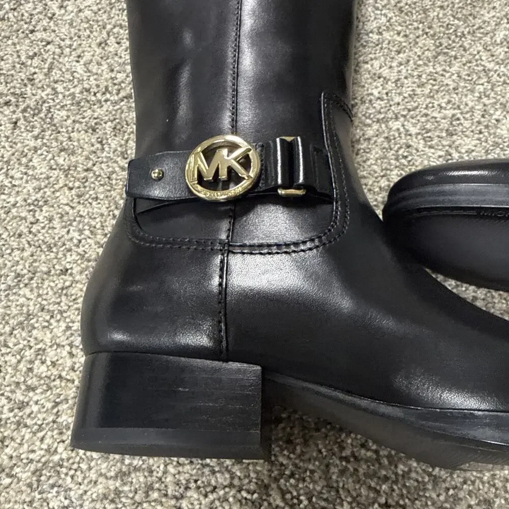 Michael Kors Harland Knee High Riding Boots‎ Black Leather 5M NWB